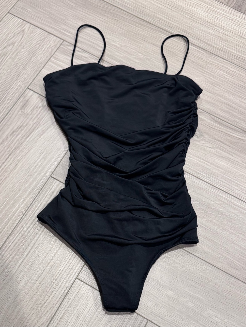 Dynamite Black Ruched One-Piece Swimsuit